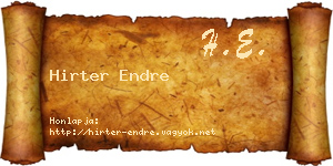 Hirter Endre névjegykártya